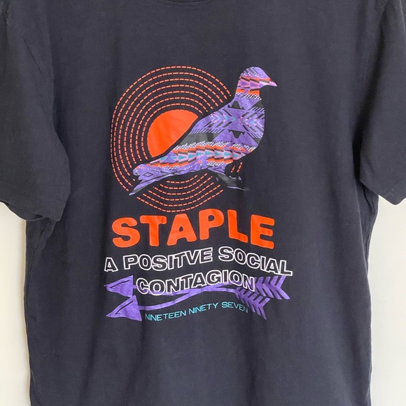 Staple Purple Pigeon Tribal Pattern Graphic Black T Shirt Men’s size Large - Picture 2 of 4